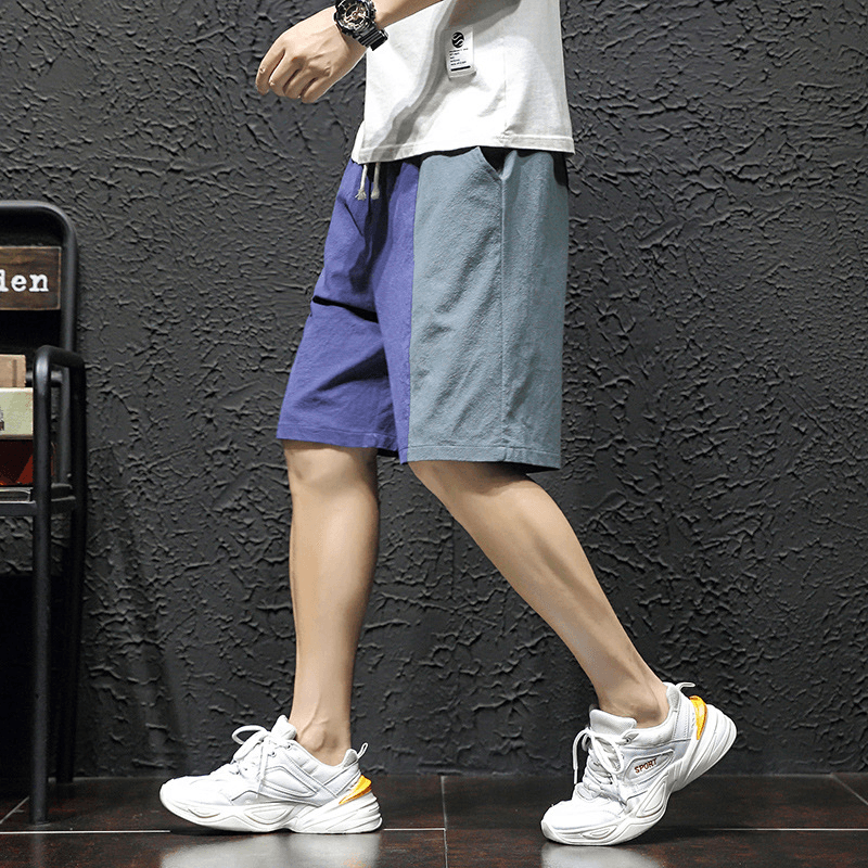 men's cotton linen casual shorts, view 8 - MRSLM