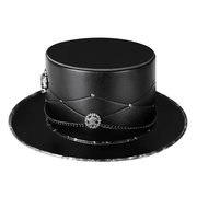 black PU leather skull top hat, view 5 - MRSLM