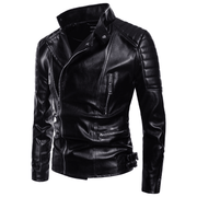 men's fitted PU leather zip jacket, view 3 - MRSLM