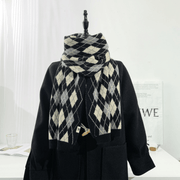 Warm Diamond Lattice Long Solid Color Soft Scarf - MRSLM