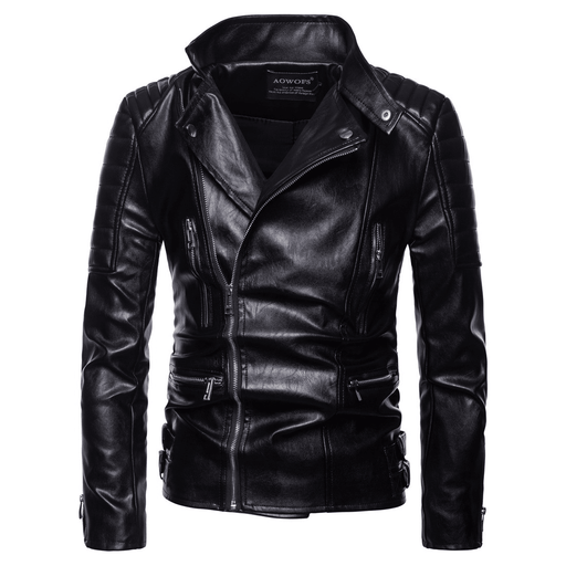 men's fitted PU leather zip jacket - MRSLM