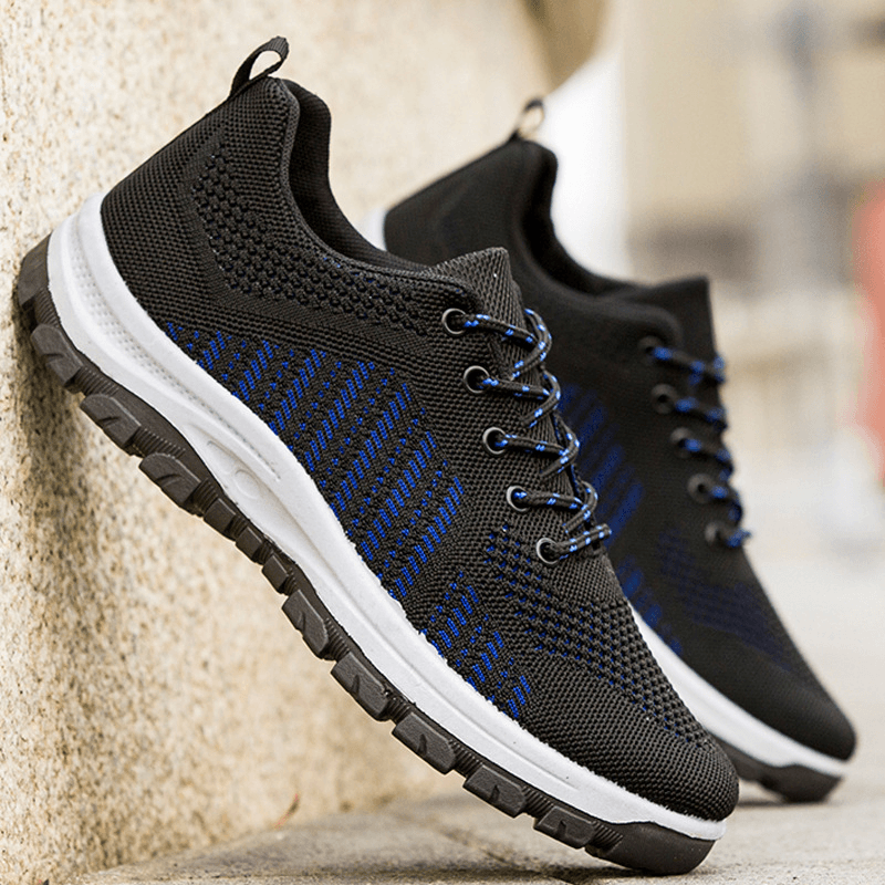Men Breathable Fly Weave Soft Bottom Non Slip Comfy Sports Casual Running Shoes - MRSLM