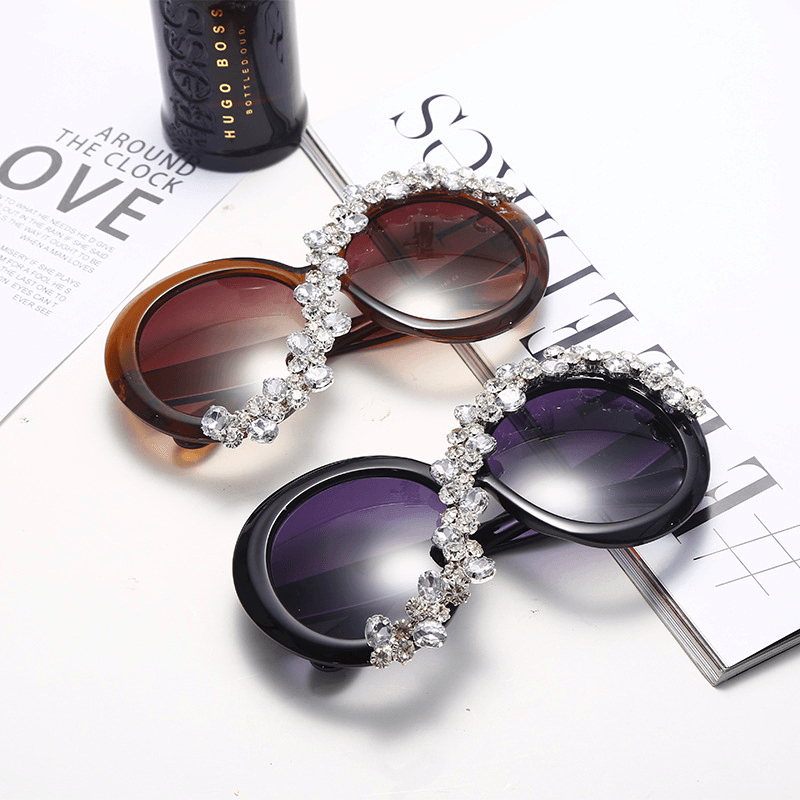 oversized round diamond sunglasses, view 6 - MRSLM