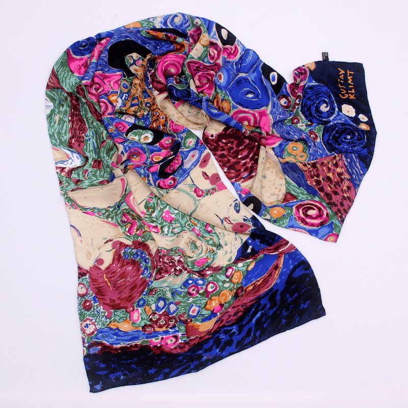 Mulberry silk oil painting scarf, view 8 - MRSLM