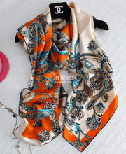 cashew vine satin square scarf, view 6 - MRSLM