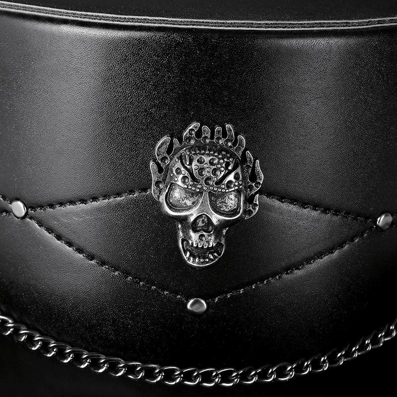 black PU leather skull top hat, view 9 - MRSLM