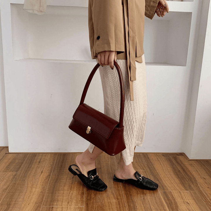 Women Solid Casual Shoulder Bag Handbag - MRSLM