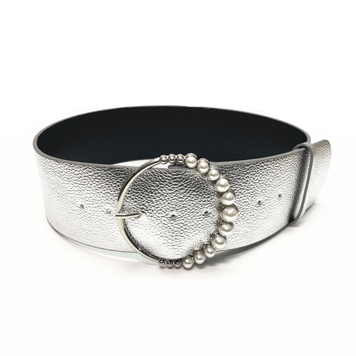 women's wide imitation leather round buckle belt, view 4 - MRSLM
