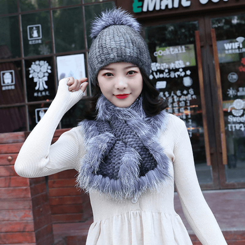 women's fur hat and scarf set, view 4 - MRSLM