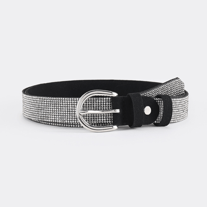 women's PU leather rhinestone belt, view 5 - MRSLM