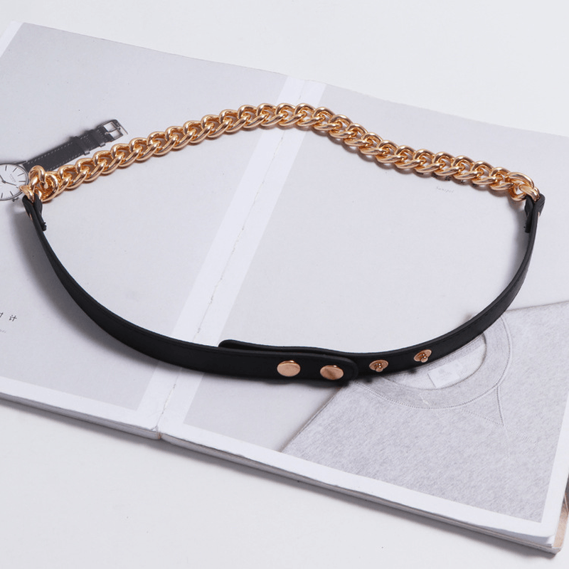 Women's PU leather waist chain belt, view 7 - MRSLM