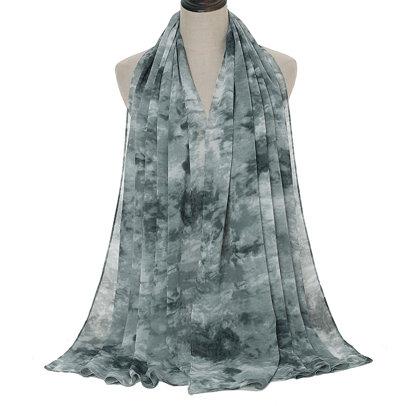 tie-dye printed chiffon scarf shawl, view 4 - MRSLM