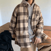 Men's plaid long sleeve shirt jacket, view 5 - MRSLM