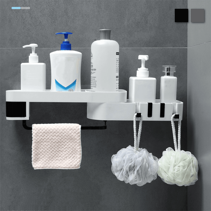 Wall Mounted Storage Rack Kitchen Bath Drain Organizer Shampoo Holder Shelf - MRSLM