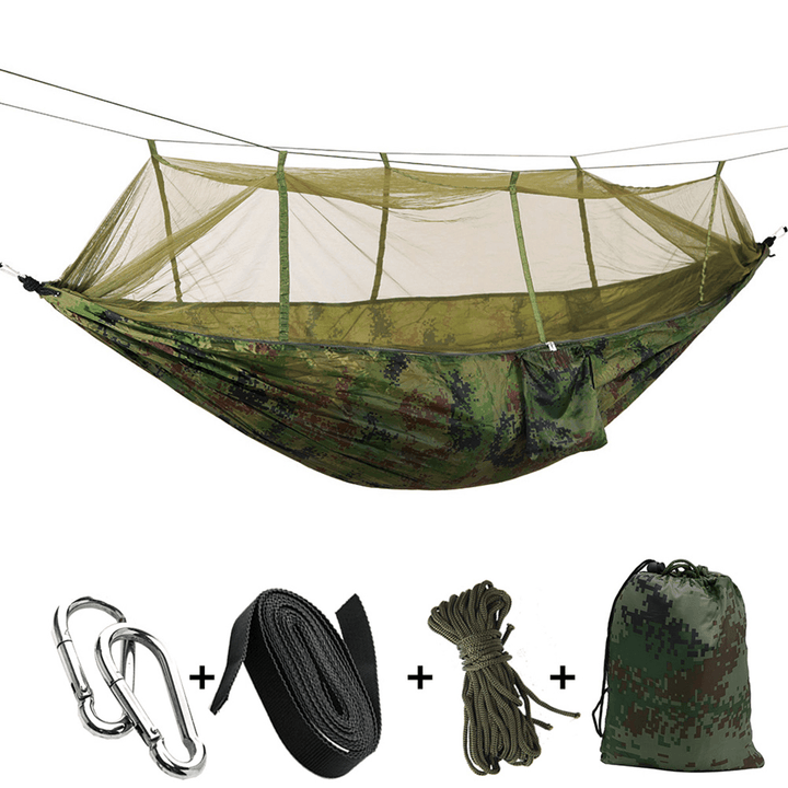 260X140Cm Outdoor Double Camping Hammock Hanging Swing Bed with Mosquito Net - MRSLM