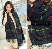 Warm plaid tassel shawl, view 4 - MRSLM