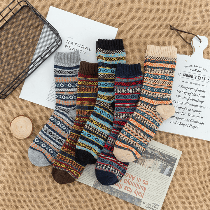 Men'S Thickened Ethnic Style Checkered Socks - MRSLM