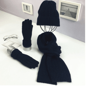 solid color hat scarf glove set, view 5 - MRSLM