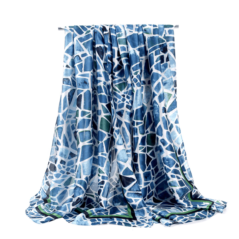 thin silk geometric print scarf shawl - MRSLM