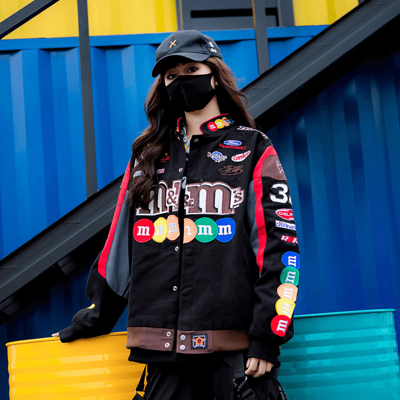 unisex washed denim baseball jacket, view 5 - MRSLM