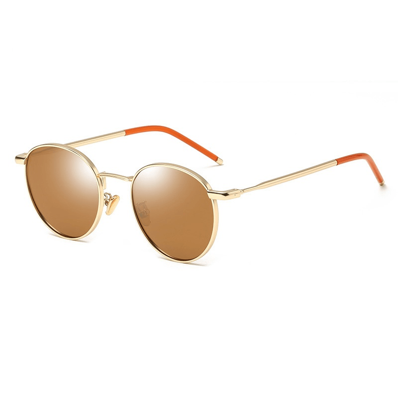 women's round frame retro polarized sunglasses, view 4 - MRSLM