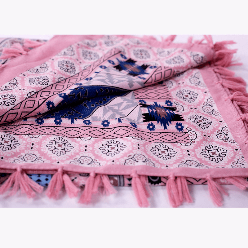 ethnic style fringed square scarf, view 5 - MRSLM