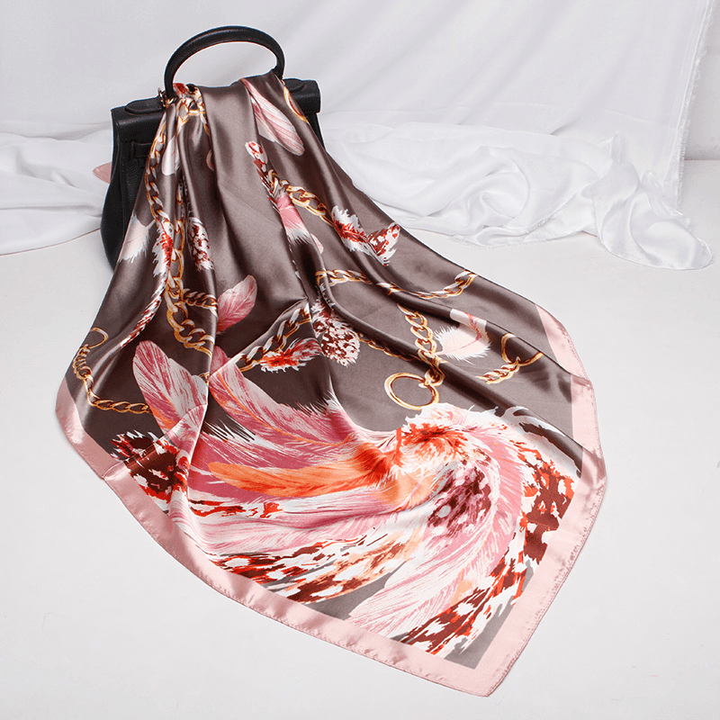 imitation silk satin square scarf palace print, view 4 - MRSLM
