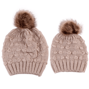 parent-child knit hat with fur ball, view 6 - MRSLM