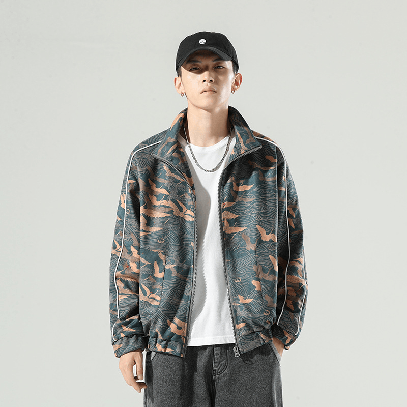 Men's loose casual jacket, green, view 4 - MRSLM