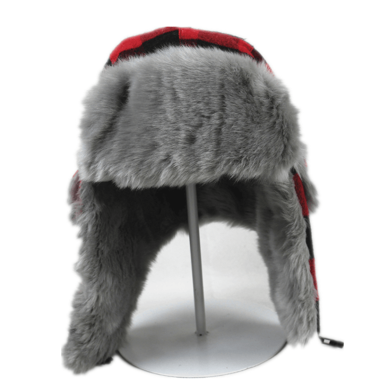 plaid winter ear flap hat, view 6 - MRSLM