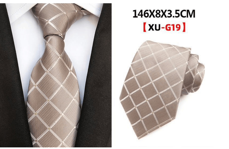 jacquard check tie, view 2 - MRSLM