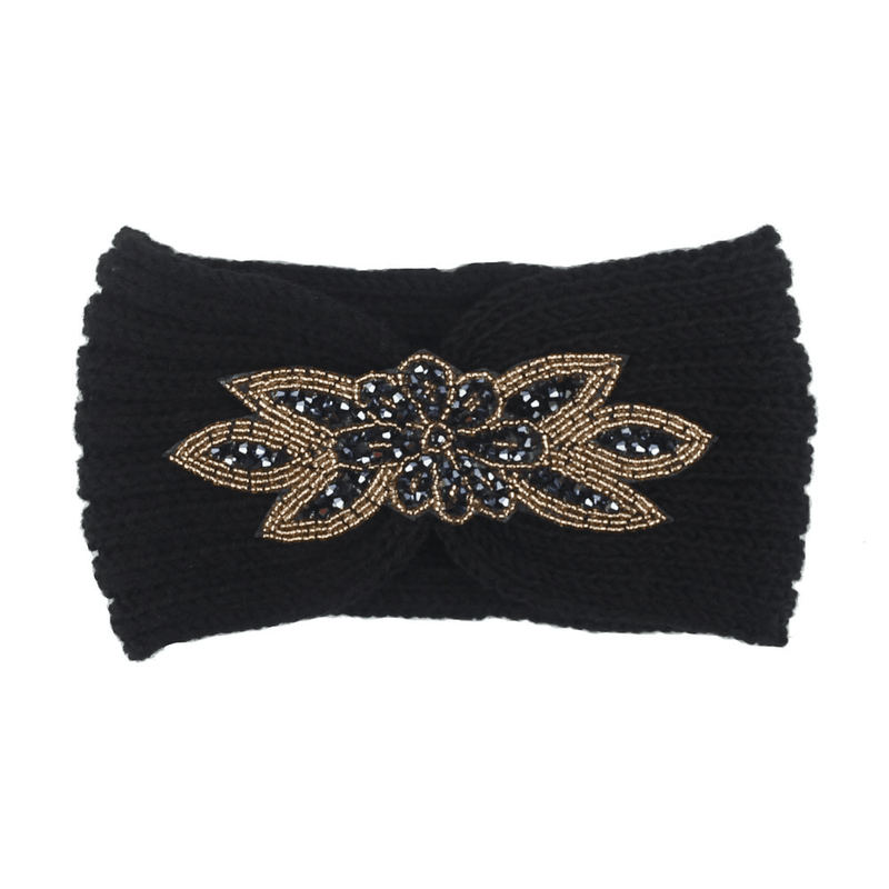 knit hair band with hexagonal diamond, view 3 - MRSLM