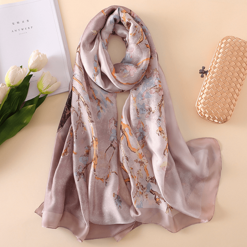 Fashionable Women'S Simple Printed Thin Silk Scarf - MRSLM