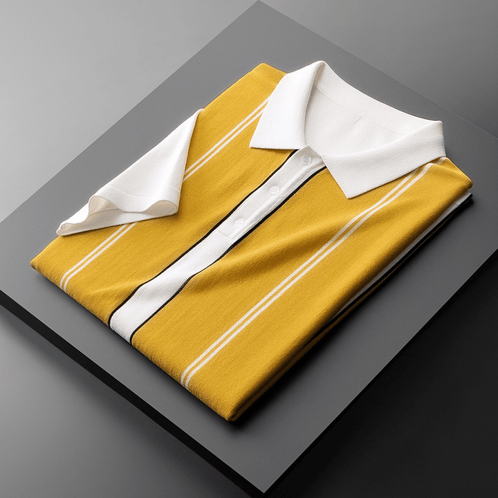 The New Ice Silk Shirt Men'S Shirt Lapel Color Matching - MRSLM
