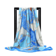 women's faux silk chain print square scarf, view 5 - MRSLM