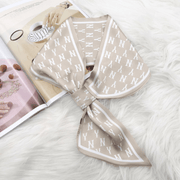 letter print silk scarf, view 6 - MRSLM