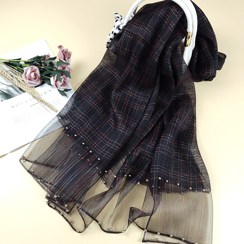 elegant pearl silk scarf shawl - MRSLM