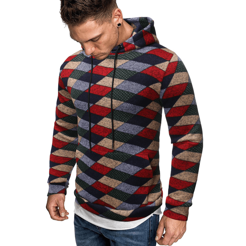 New Men'S Hip-Hop Christmas Plaid Hooded Sweater - MRSLM