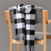plaid imitation cashmere tassel scarf, view 11 - MRSLM