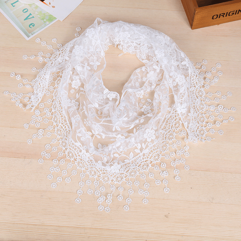 Women's lace fringed scarf, view 8 - MRSLM