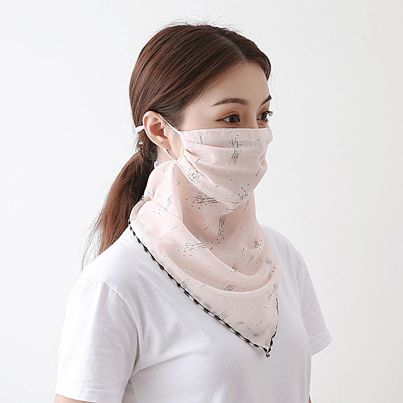 Printed chiffon sun mask, view 4 - MRSLM