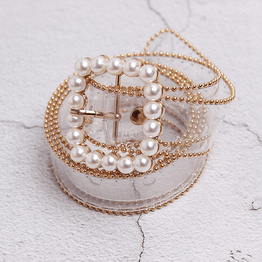 transparent belt with pearl buckle, view 4 - MRSLM
