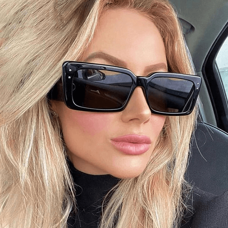 women's bright black square sunglasses, view 10 - MRSLM