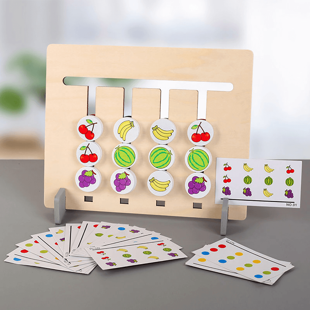 Funny Double-Sided Color Fruit Matching Game Children Wooden Montessori Toys Logical Reasoning Training Kids Educational Toy Gift - MRSLM