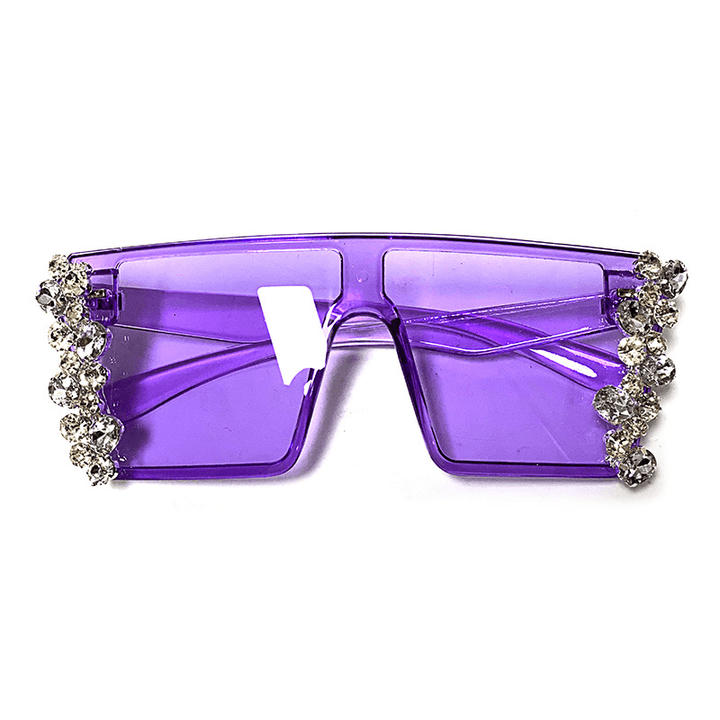 Large Square Frame Diamond Chain Diamond Sunglasses - MRSLM