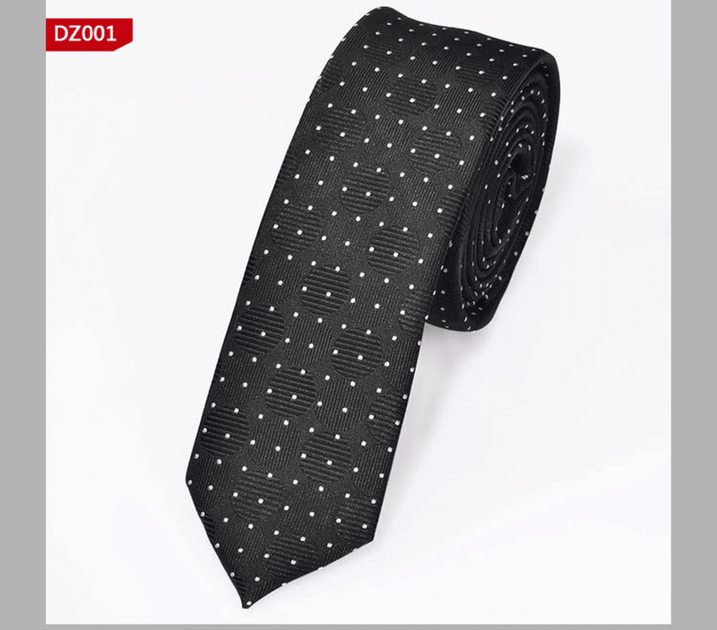 narrow striped jacquard tie, view 22 - MRSLM