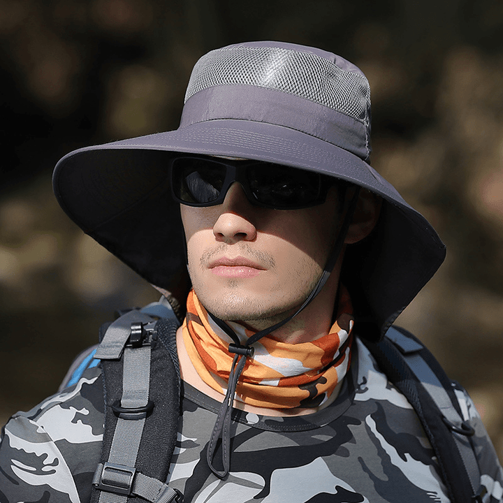 Hat Male Summer Sun Visor Fisherman Hat Outdoor Climbing Sun Hat Neck Guard Sun Hat Anti-Ultraviolet Fishing Hat - MRSLM