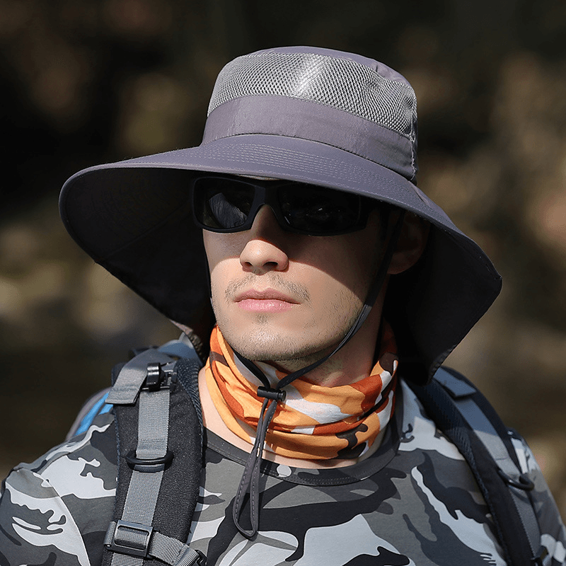 men's cotton wide brim fisherman hat, view 6 - MRSLM