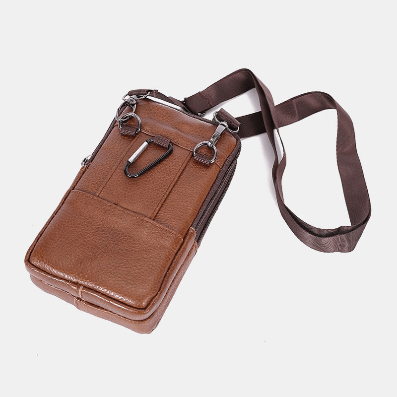 Men Durable Flap Magnetic Button Design Waist Bag Breathable Tasteless Belt Bag 6.5 Inch Phone Bag Crossbody Bags with Shoulder Strap - MRSLM