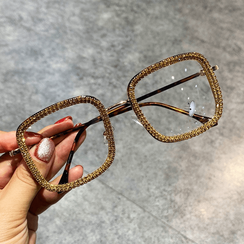 Korean square diamond-studded glasses, view 5 - MRSLM